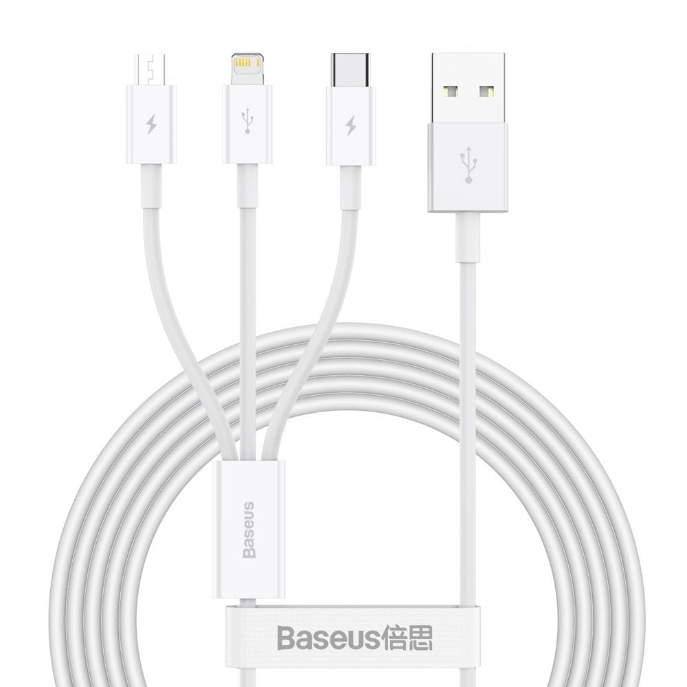 Кабель Baseus Superior Series USB to M + L + C 3.5 A 1.5 m White (CAMLTYS-02)