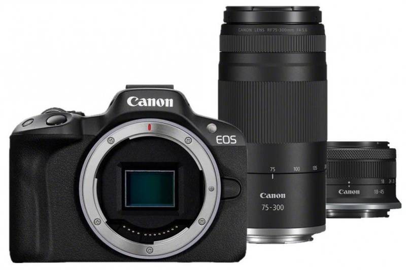 Фотокамера беззеркальная Canon EOS R50 + RF-S 18-45 IS STM + RF 75-300 Black (5811C150BA)