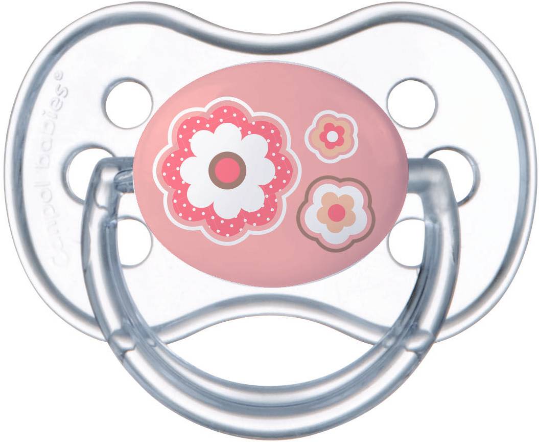 Симметричная пустышка Canpol babies Newborn baby Силиконовая 0-6 мес., розовые цветы, 1 шт. (22/580_pin)