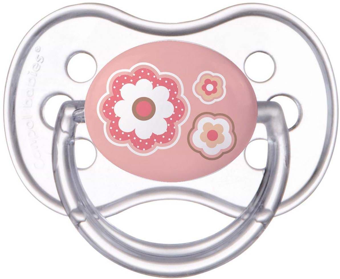 Симметричная пустышка Canpol babies Newborn baby Силиконовая, розовые цветы, 1 шт. (22/581_pin)