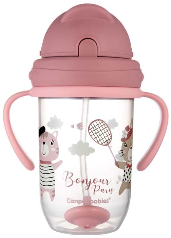 Поїльник-непроливайка дитячий Canpol babies BONJOUR PARIS з трубочкою та обтяжувачем, 270 мл. (56/607_red)