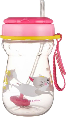 Поїльник-непроливайка дитячий Canpol babies зі складною силіконовою трубочкою і обтяжувачем, котик, 350 мл. (56/521)