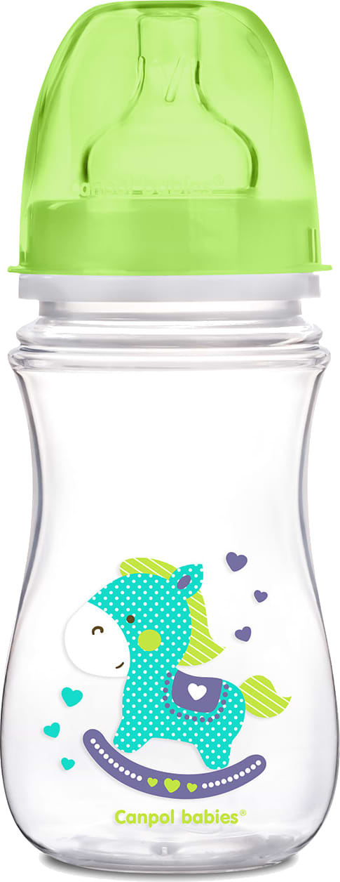 Пляшка для годування Canpol babies Антиколікова з широкою шийкою Easy Start - Різнокольорові звірі, 240 мл. (35/206)