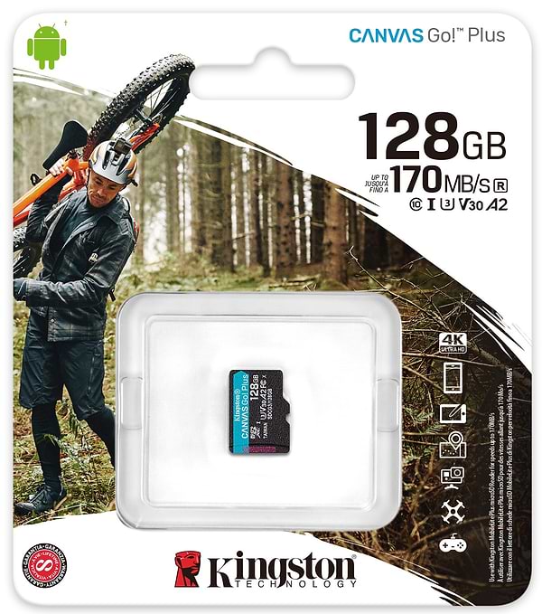 Фото - Карта памяти Kingston microSDXC 128GB C10 UHS-I U3 A2 Canvas Go Plus (SDCG3/128GBSP)