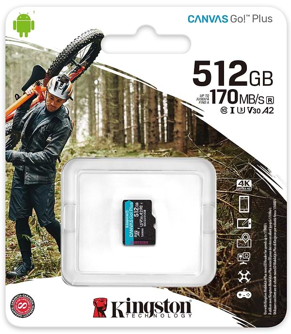 Фото - Карта памяти Kingston MicroSDXC 512GB UHS-I/U3 Class 10 Canvas Go! Plus (SDCG3/512GBSP)