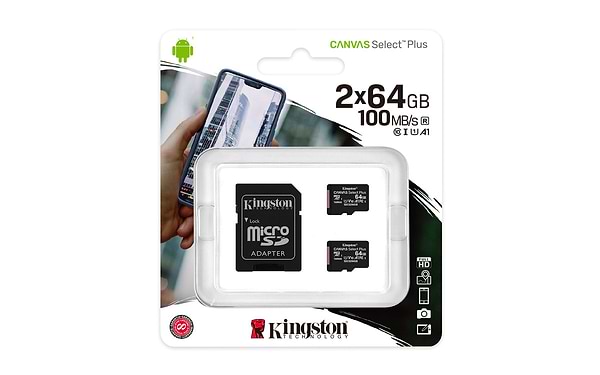 Фото - Карта памяти Kingston microSDHC 64GB Canvas Select Plus 100R A1 C10 (SDCS2/64GB-2P1A)