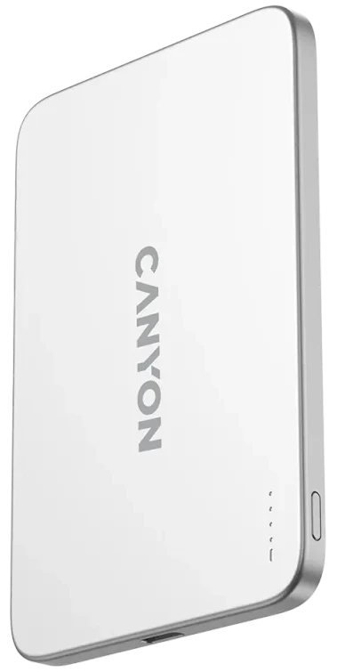 Батарея мобильная Canyon OnPower 503 Air 3000mAh Ultra-Slim Magnetic Wireless, Full Metal Body, 5.8mm Thin Design, USB-C Charging, Silver (CNS-CPB503SV)