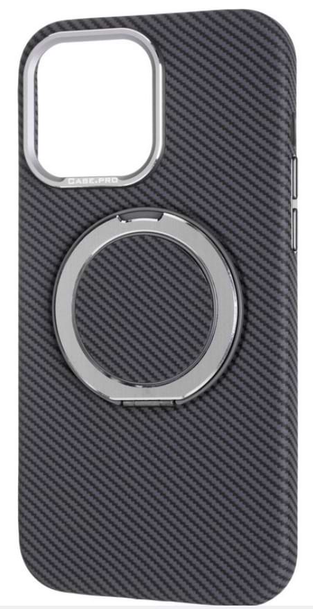 Фото - Чохол для смартфону Gelius Carbon Ring Stand 360 for iPhone 14 Pro Grey (98588)