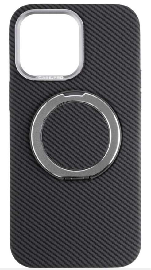 Чохол для смартфону Gelius Carbon Ring Stand 360 for iPhone 14 Pro Grey (98588) - Фото 1