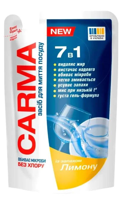 Засіб для ручного миття посуду Carma дой-пак 400 мл Сода Ефект (4820204702540) - Фото 1