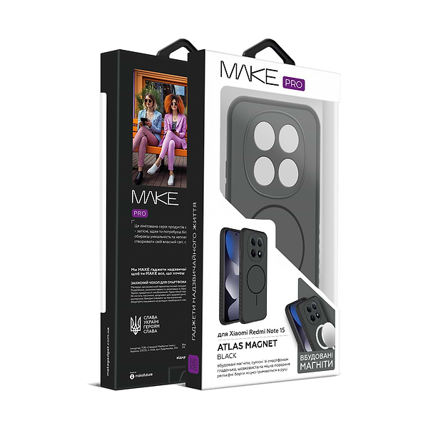 Фото - Чехол для смартфона MAKE Atlas Magnet for Xiaomi Redmi Note 15, Black (MTLSM-XRN15BK)