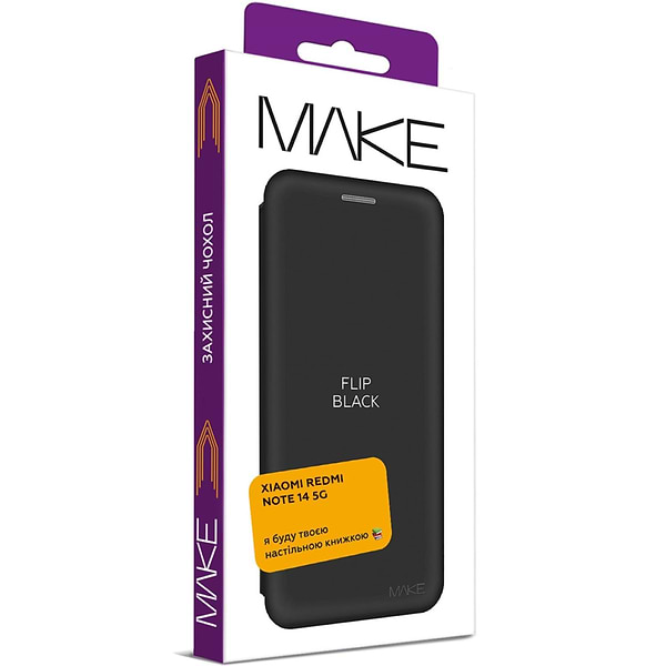 Фото - Чохол для смартфону MAKE Xiaomi Redmi Note 14 5G Flip Midnight Black (MCP-XRN145G)