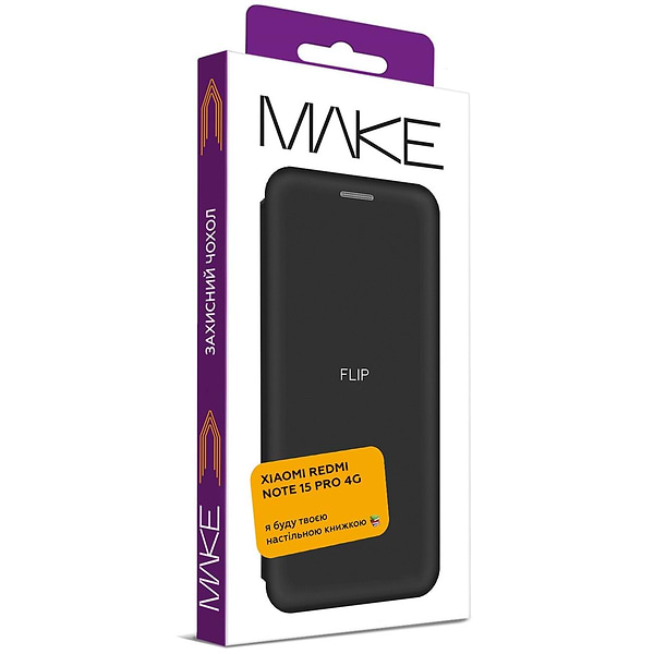 Фото - Чехол для смартфона MAKE Flip for Xiaomi Redmi Note 15 Pro, Black 4G (MCP-XRN15PBK)