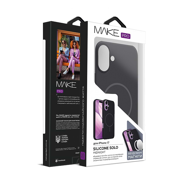 Фото - Чохол для смартфону MAKE Silicone Solo for Apple iPhone 17, Midnight (MCSO-AI17MN)