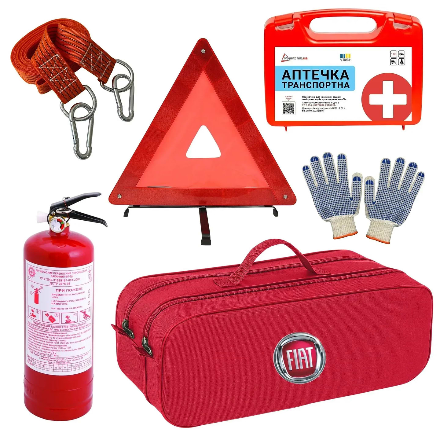 Набір для авто Poputchik Fiat легковой червона 2 відділи (01-050-Л)