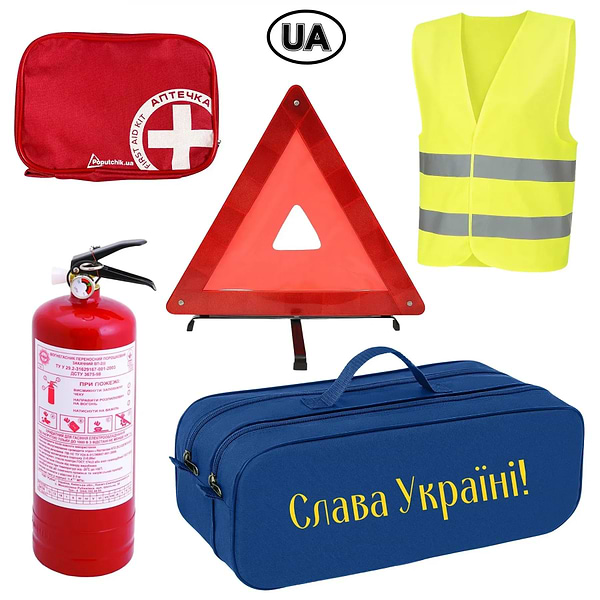 Фото - Набір для авто Poputchik Євростандарт Слава Україні чорна (01-204-IS)