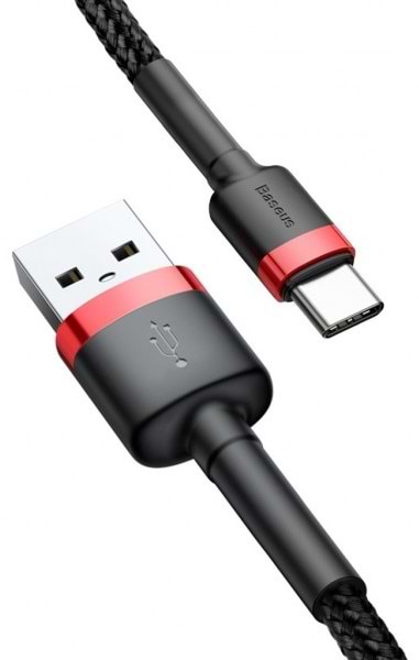 Фото - Кабель синхронізації даних Baseus Cafule Cable USB For Type-C 3A 0.5m Red/Black (CATKLF-A91)