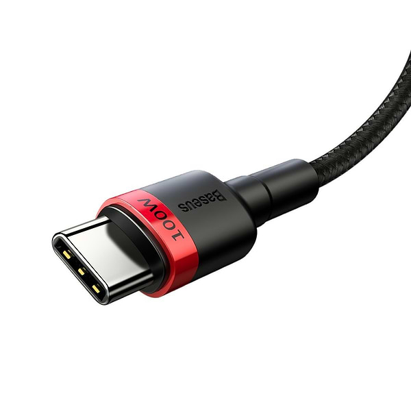 Фото - Кабель синхронізації даних Baseus Cafule PD2.0 100W flash charging USB For Type-C cable (20V 5A) 2 m Red+Black (CATKLF-AL91)