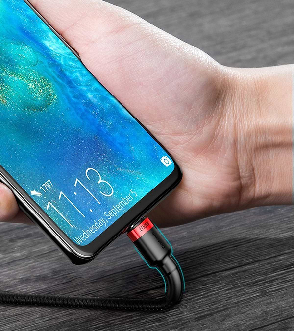 Фото - Кабель синхронізації даних Baseus Cafule PD2.0 100W flash charging USB For Type-C cable (20V 5A) 2 m Red+Black (CATKLF-AL91)