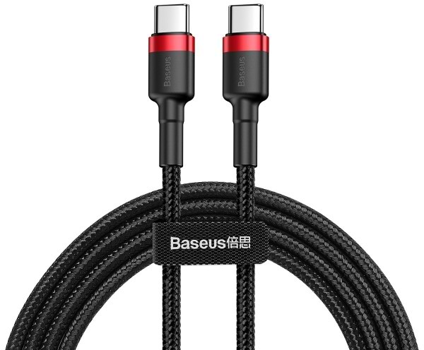 Кабель синхронізації даних Baseus Cafule Type-C PD2.0 60W 1m Red/Black (CATKLF-G91) - Фото 1