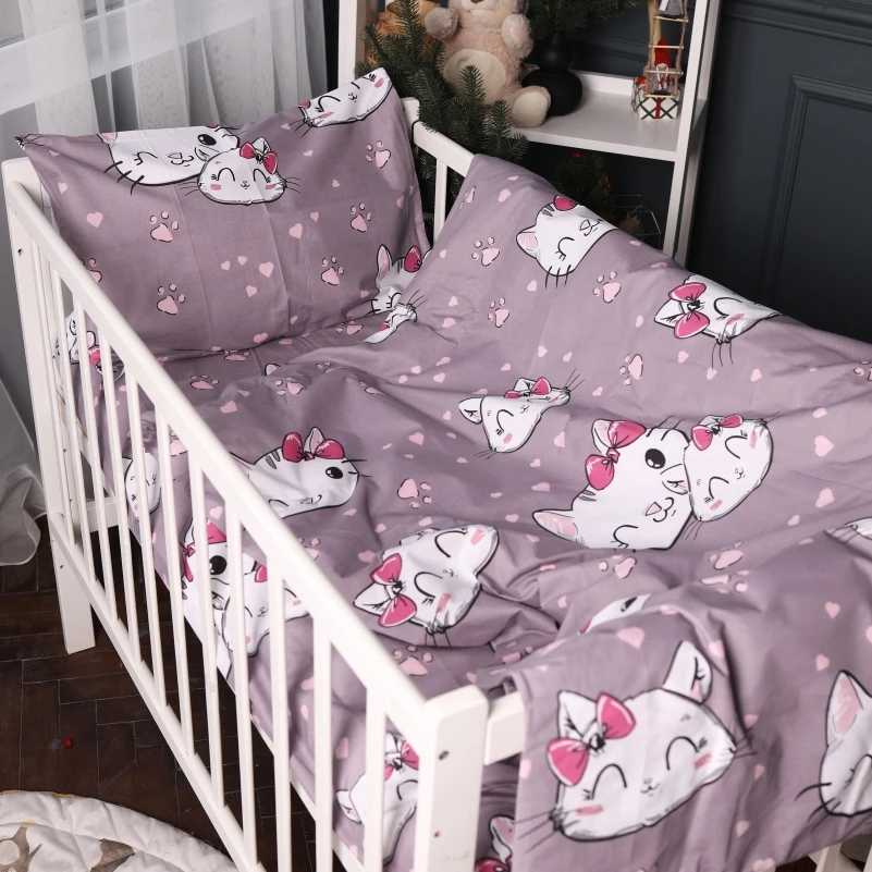 Комплект постельного белья детский MirSon 110х140 17-0691 Cat with a paw Бязь (2200010455595)