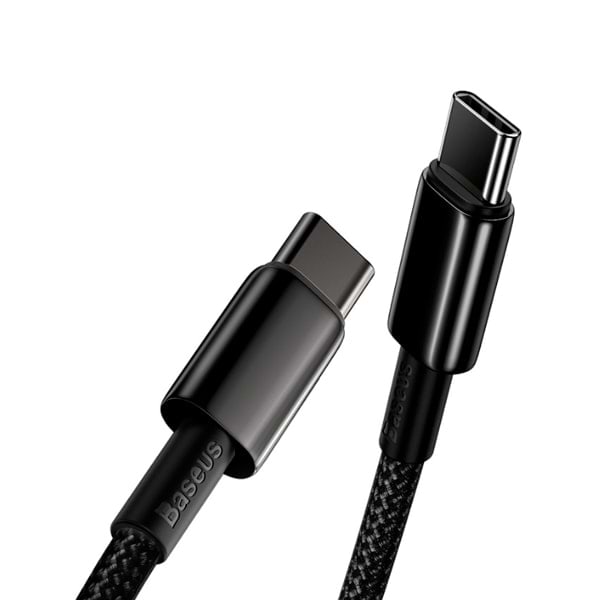 Фото - Перехідник Baseus Tungsten Gold Fast Charging USB-C-USB-C 1m Black (CATWJ-01)