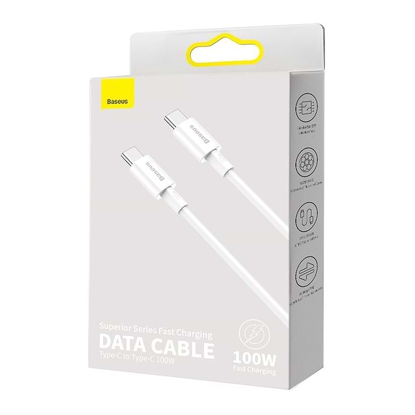 Фото - Кабель синхронізації даних Baseus Superior Series Fast Charging Data Cable Type-C to Type-C 100W 2m White (CATYS-C02)