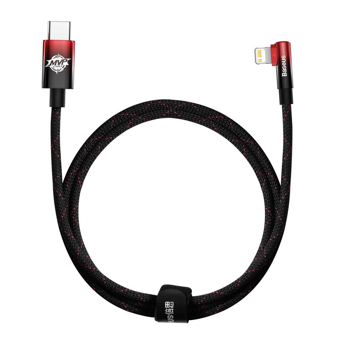 Кабель синхронізації даних Baseus MVP 2 Elbow-shaped Fast Charging Data Cable Type-C to iP 20W 1m Black/Red (CAVP000220)