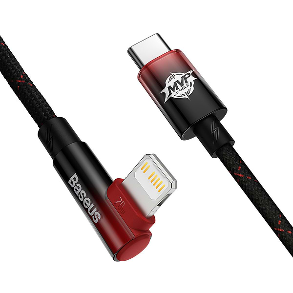 Фото - Кабель синхронізації даних Baseus MVP 2 Elbow-shaped Fast Charging Data Cable Type-C to iP 20W 2m Black/Red (CAVP000320)