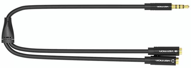 Фото - Переходник аудио Vention Jack 3.5mm 4pin M -> 2x3.5mm F Black (BBVBY)