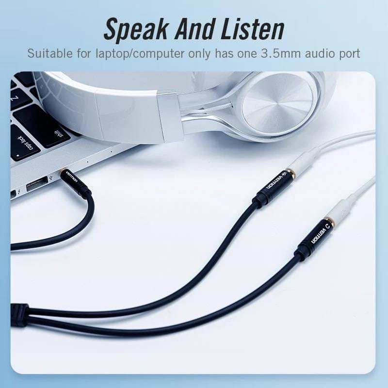 Фото - Переходник аудио Vention Jack 3.5mm 4pin M -> 2x3.5mm F Black (BBVBY)