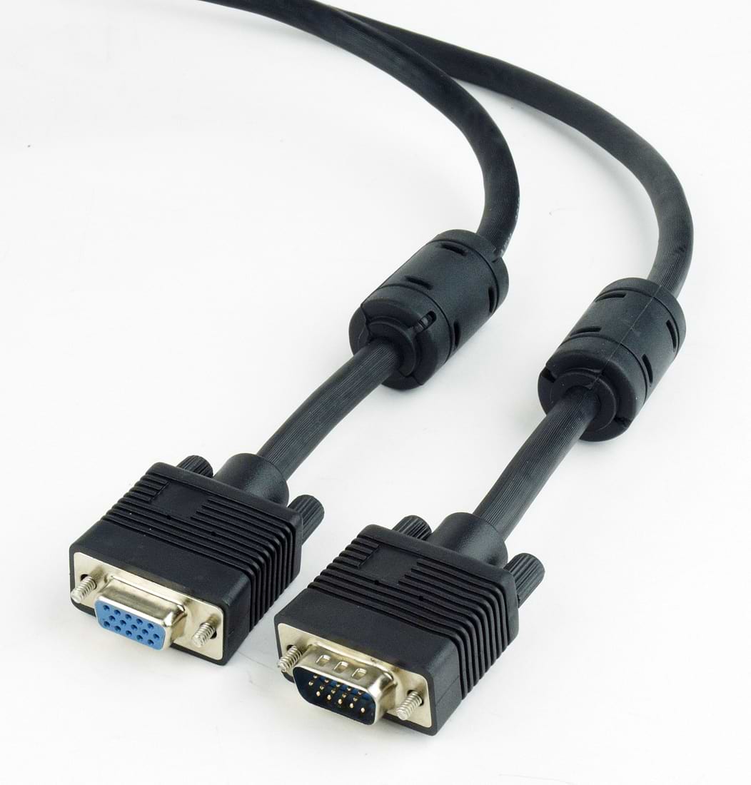 Кабель Cablexpert VGA -VGA (M/F), HD15 з 2-ма фер. кільцями1.8m Black (CC-PPVGAX-6B)