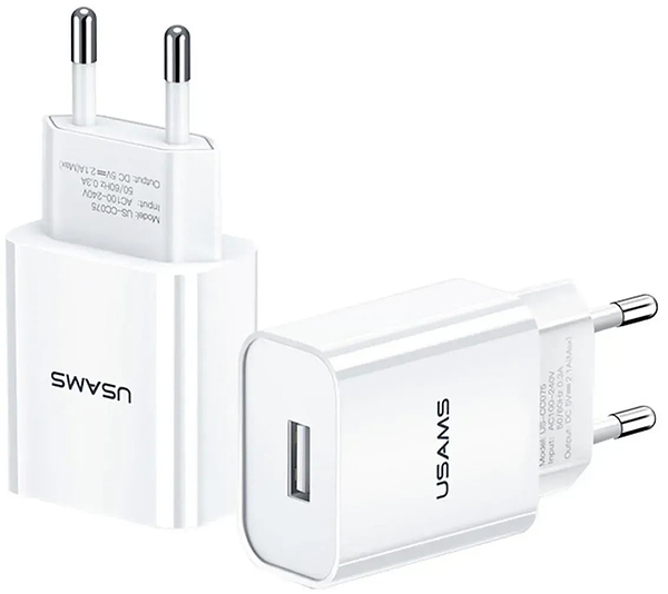 Фото - Сетевое зарядное устройство Usams US-CC075 T18 Single USB Travel Charger White (CC075TC01)