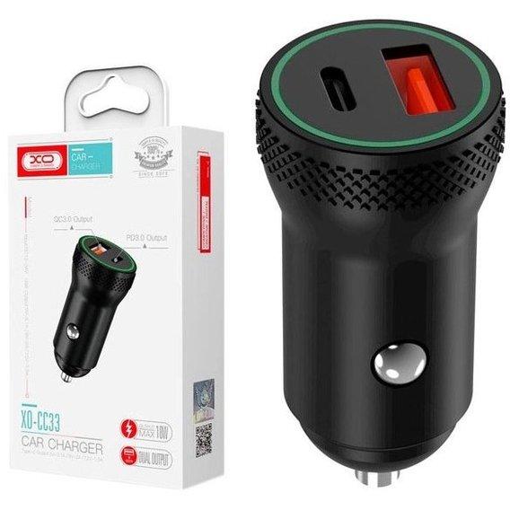 Фото - Автомобильное зарядное устройство XO 1 USB QC 3.0 + Type-C PD 18W Black (CC33-BK)
