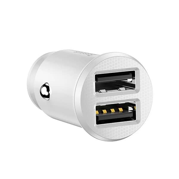 Фото - Автомобільний зарядний пристрій Baseus Small Rice Grain 3.1А White (CCALL-ML02)