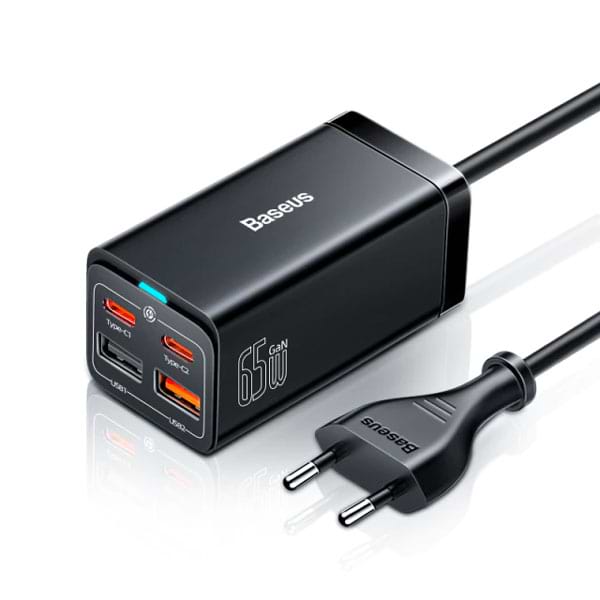 Фото - Мережевий зарядний пристрій Baseus Fast Charger 2C+2U 65W Black (CCGP040101)
