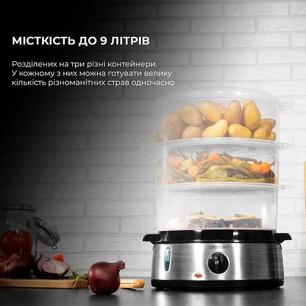 Фото - Пароварка Cecotec Steamer Vapovita 3000 Inox (CCTC-04109)