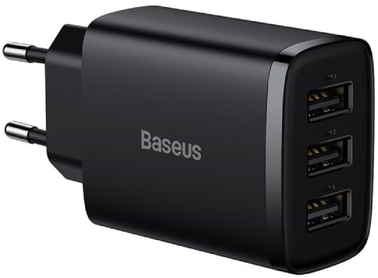 Купить Сетевое зарядное устройство Baseus Compact 17W 3 USB Black (CCXJ020101) - Фото 1 Сетевое зарядное устройство Baseus Compact 17W 3 USB Black (CCXJ020101) - Фото 1