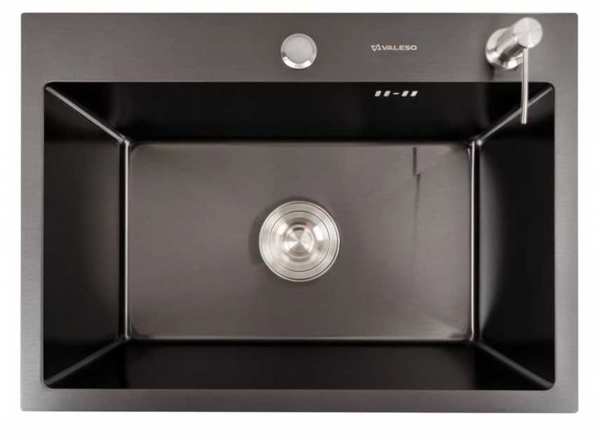 Мийка кухонна VALESO 58х43 PVD чорна Handmade (товщина 3,0/1,5)