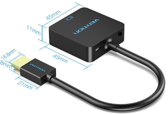 Фото - Переходник Vention HDMI M - VGA F 0.15 м Micro USB (F) powered (ACRBB)