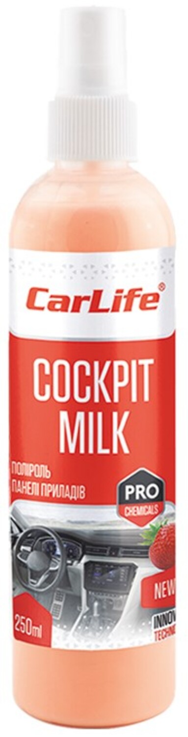 Фото - Поліроль для авто CarLife Полуниця Cockpit Milk 250 мл (CF038)