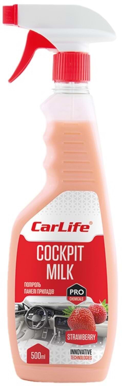 Фото - Поліроль для авто CarLife Полуниця Cockpit Milk 0,5 л (CF541)
