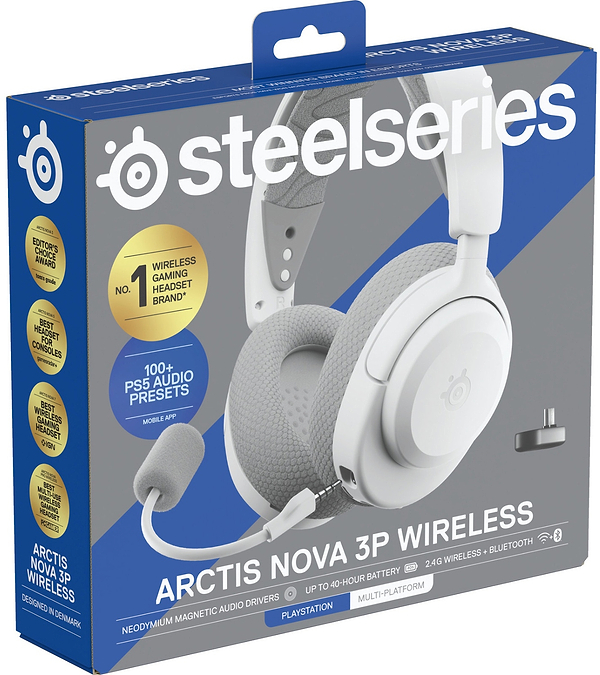 Фото - Гарнітура бездротова ігрова SteelSeries Arctis Nova 3P Wireless MultiPlatform White (61687)