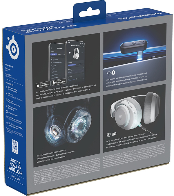 Фото - Гарнітура бездротова ігрова SteelSeries Arctis Nova 3P Wireless MultiPlatform White (61687)