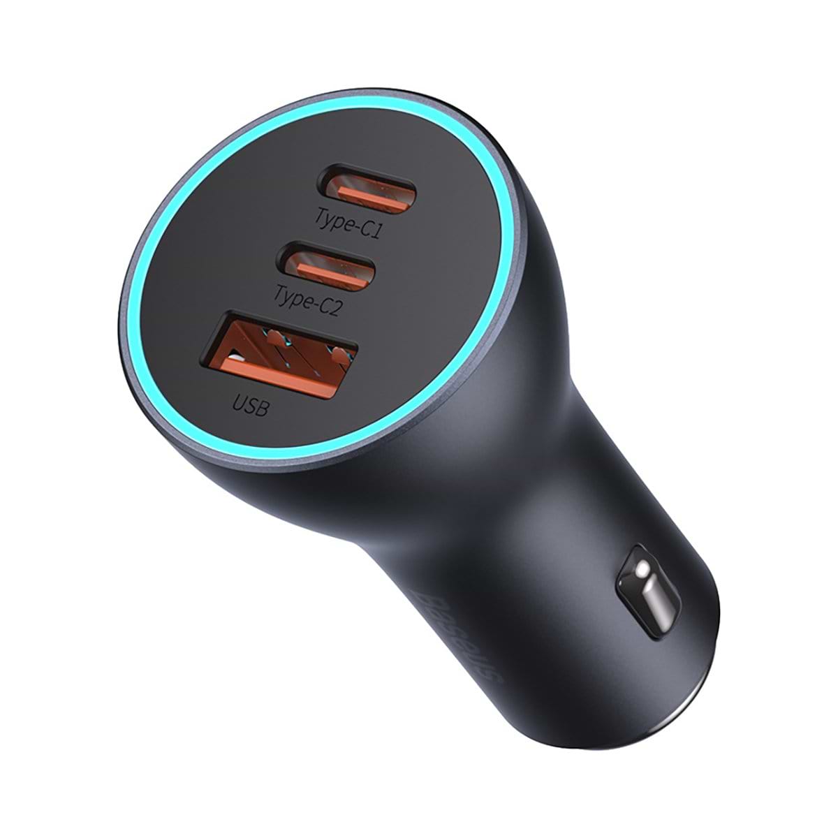 Автомобильное зарядное устройство Baseus Golden Contactor Pro Triple Fast Charger Car Charger 65W U+C+C Dark Gray (CGJP010013)