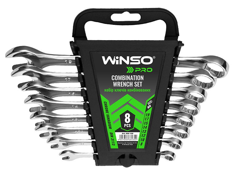Набір комбінованих ключів Winso PRO CR-V 8 шт. 8-19 мм (900108)