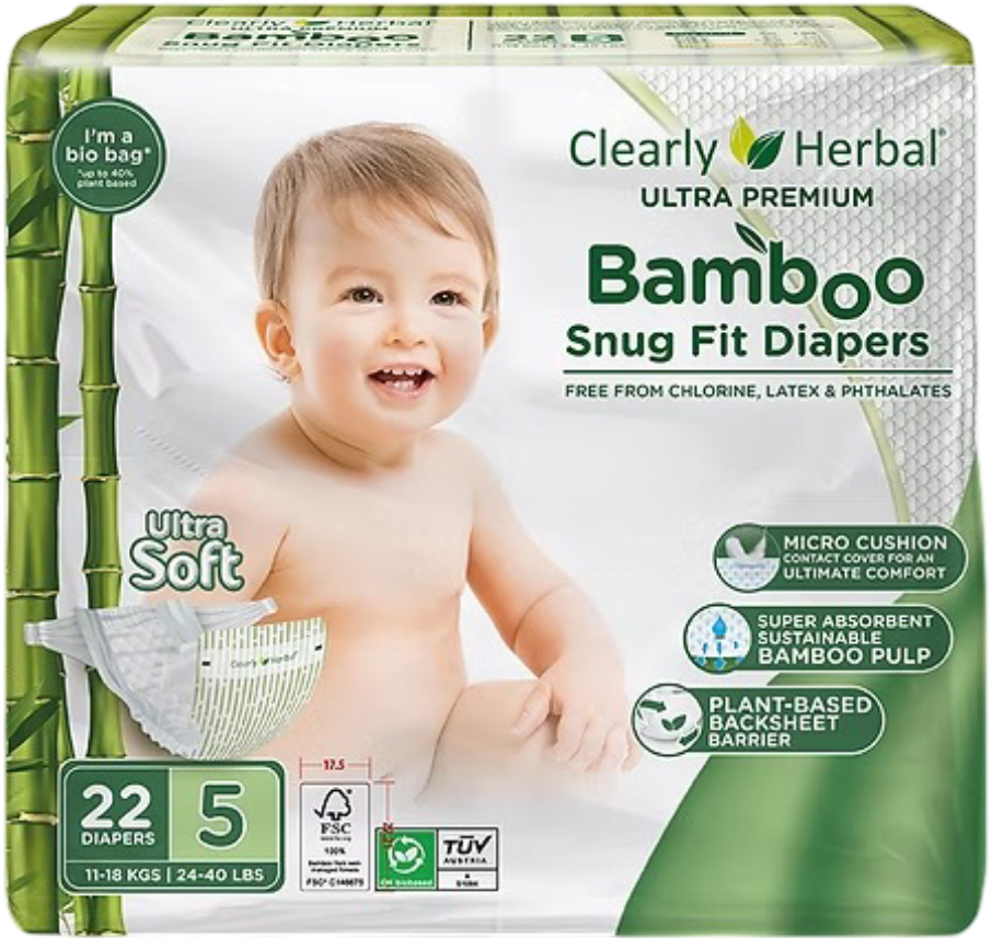 Одноразові підгузки Clealry Herbal Bamboo розмір 5 (11-18 кг) 22 шт. (1137)