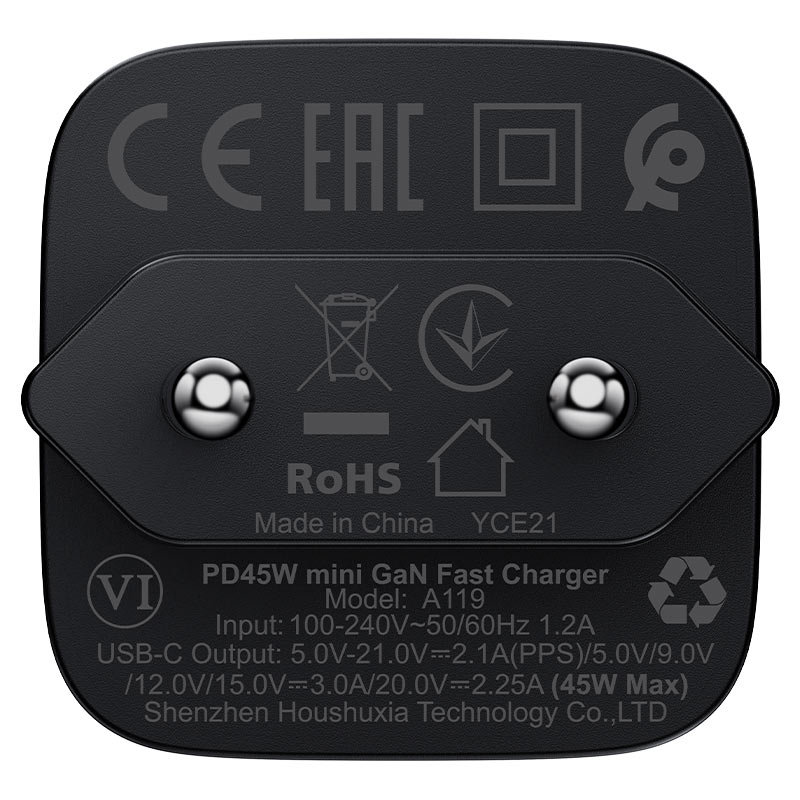 Фото - Сетевое зарядное устройство AceFast 1xUSB-C 45W Gan A119 Fast Charger (6974316285007)