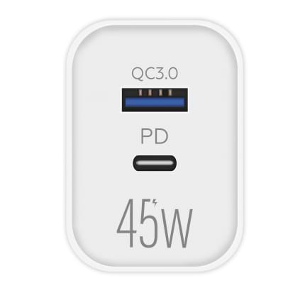 Фото - Мережевий зарядний пристрій MAKE 45W PD+QC White (MCW-325PWH)