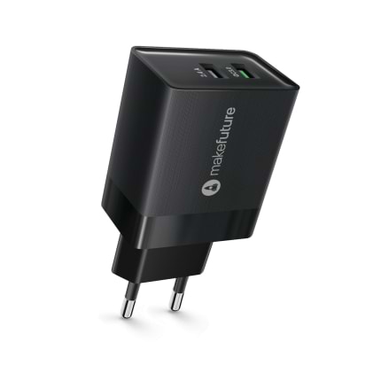 Фото - Сетевое зарядное устройство MakeFuture 18W QC3.0 + 2.4A Black (MCW-32QBK) Фото - Сетевое зарядное устройство MakeFuture 18W QC3.0 + 2.4A Black (MCW-32QBK)
